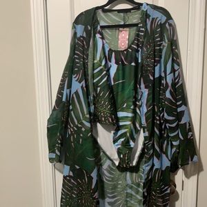 *NEW* Plus Size Tropical Scoopneck Swimsuit Set